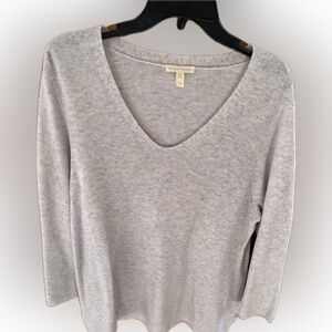 Eileen Fisher Lavender Cream Marled V Neck Sweater